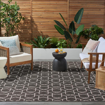 Horizon HOZ01 Modern Geometric Durable Stain-Resistant Weatherproof Flatweave In-Outdoor Black Rug-Nourison-Rug Love - The Most Loved Rug Store
